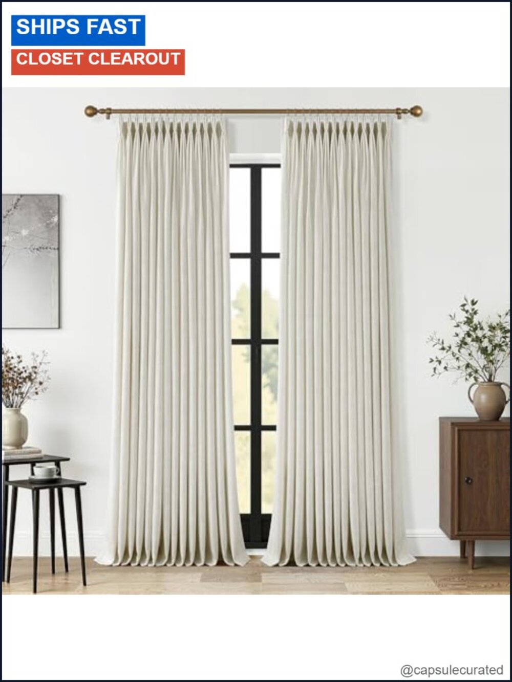 Pleated Linen Curtains 108 Inch 2 Panels Semi Sheer Window Drapes